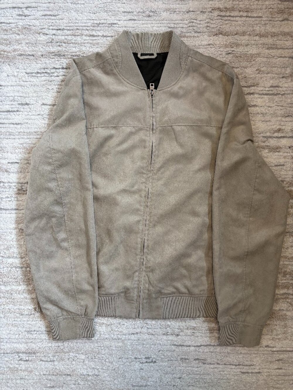 MANGO Suede Effect Bomber Jacket [SIZE XL] Mens [KHAKI] Zip Up Casual Jacket